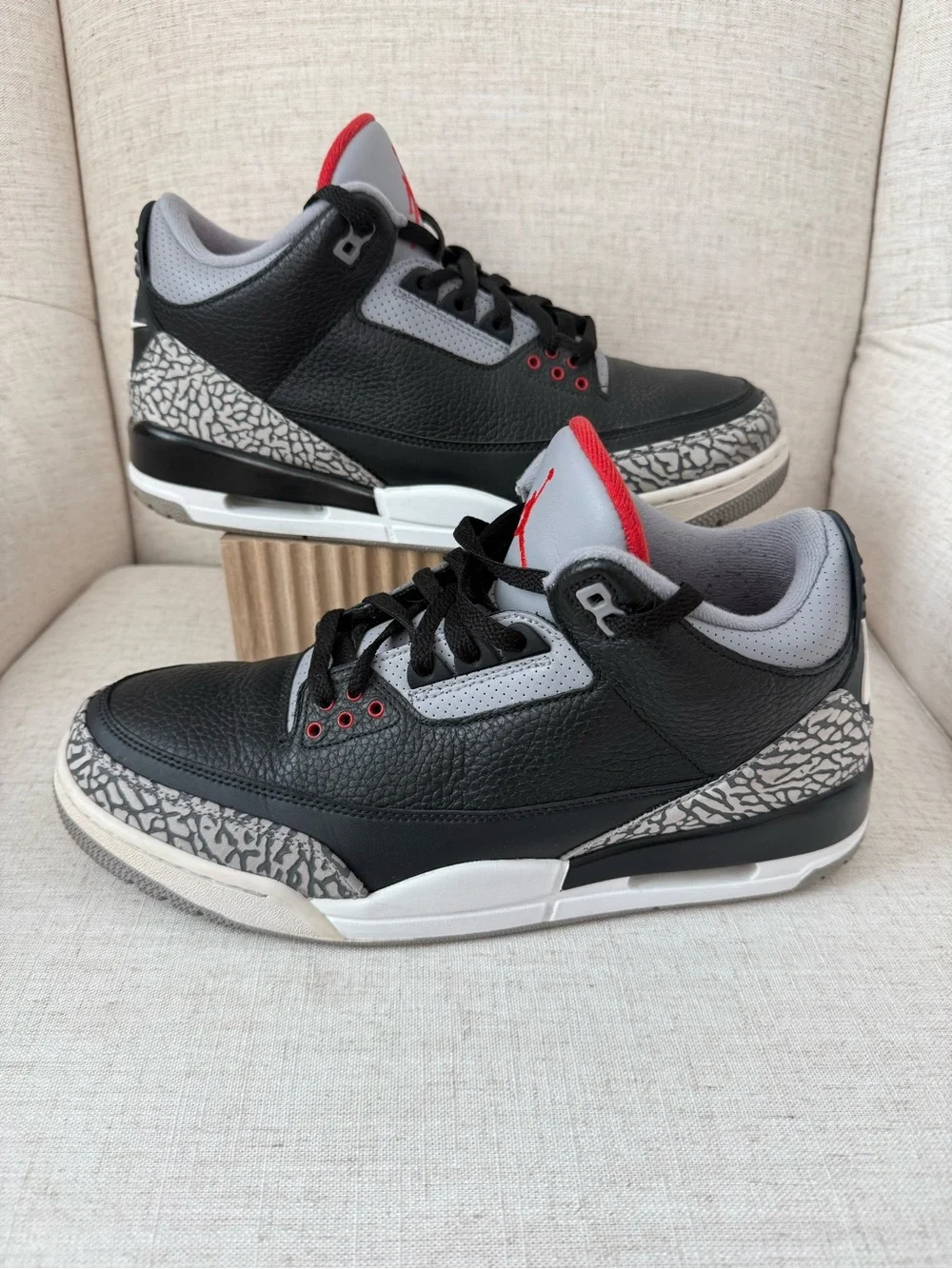 Nike Air Jordan 3 Retro Black Cement Mens 11.5 Leather Basketball Sneakers 2017